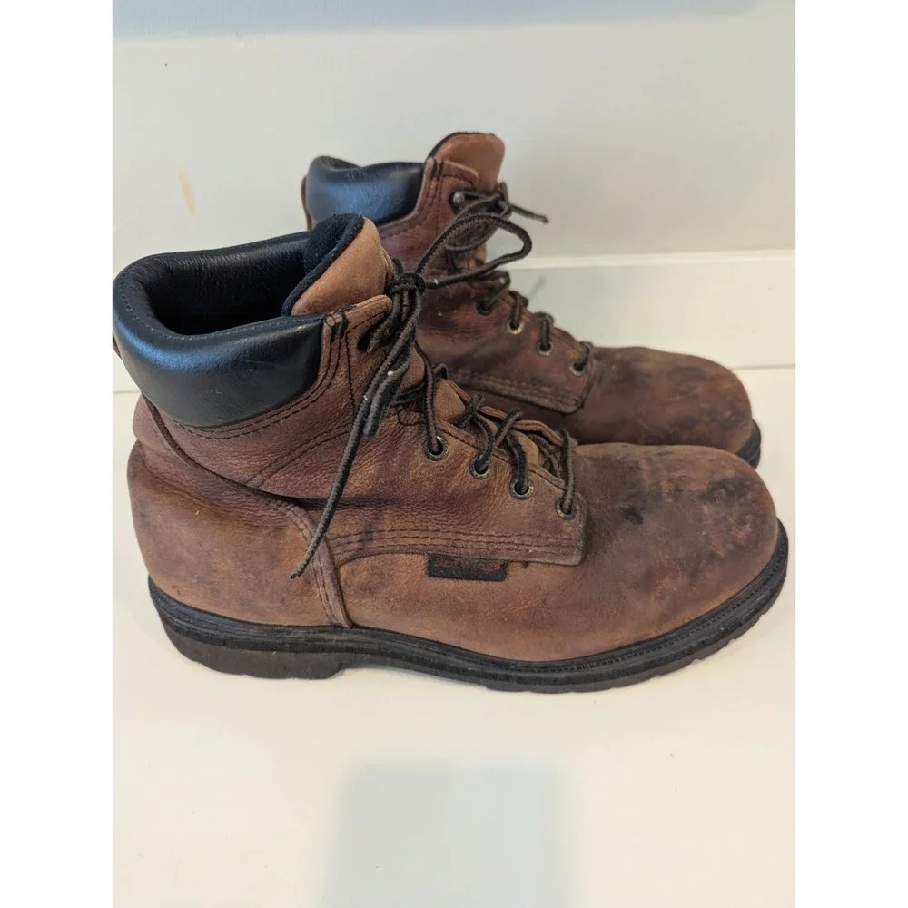Vintage Red Wing Supersole Work Boots Mens size 10 Safety Toe Brown Leather USA